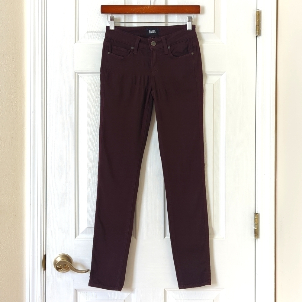 Paige Verdugo Ankle Cropped Classic Mid Rise Skinny Jeans Plum Purple 24